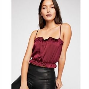 Free People Satin Square Neck Tank